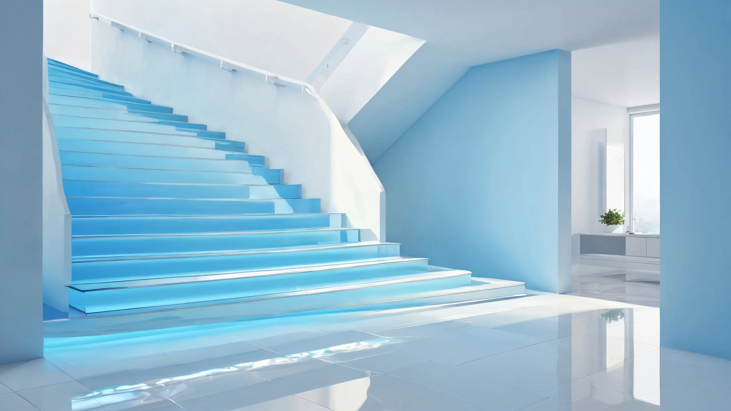 A stunning desktop wallpaper of stairs in a vast, pure void, ideal for any Desktop/PC.
