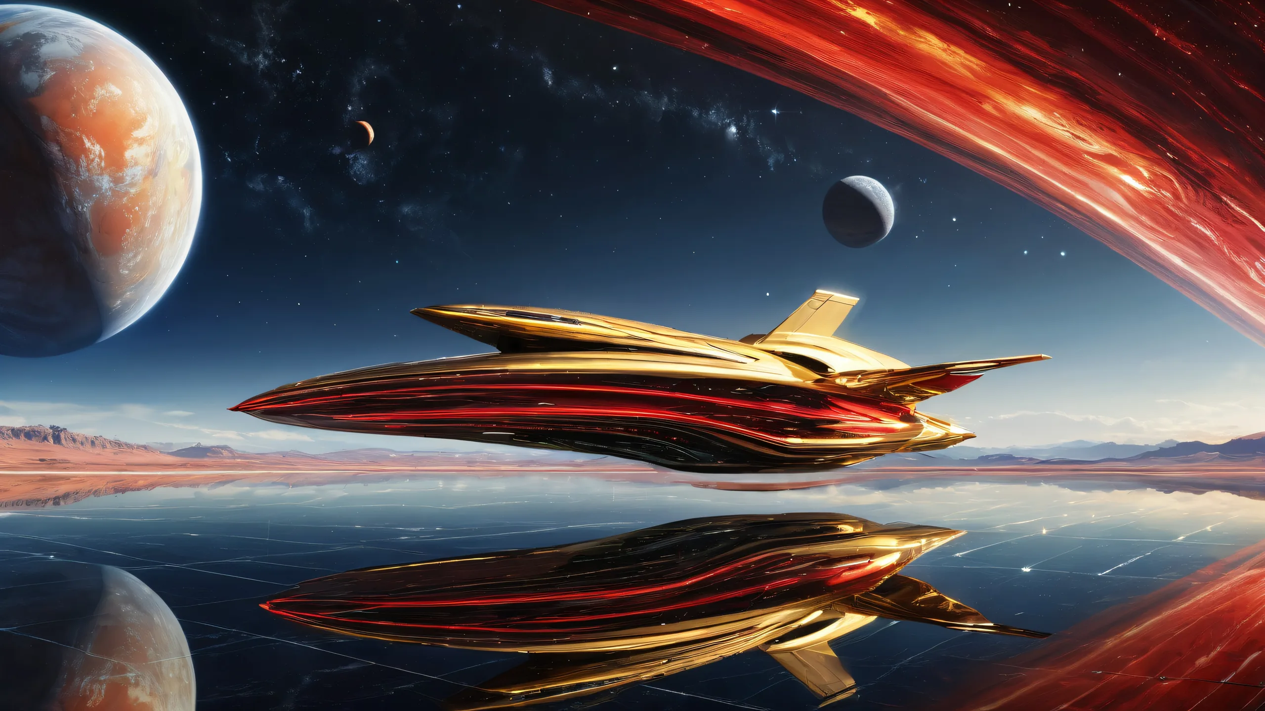 A stunning desktop wallpaper of Starship against a vast pure void with ethereal lighting and pristine clarity for Desktop/PC