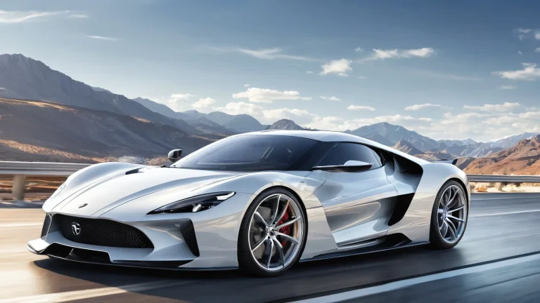 Beautiful desktop wallpaper featuring a car on a vast pure void with a sunny sky and ethereal lighting, suitable for use as a background image on Desktop/PC.