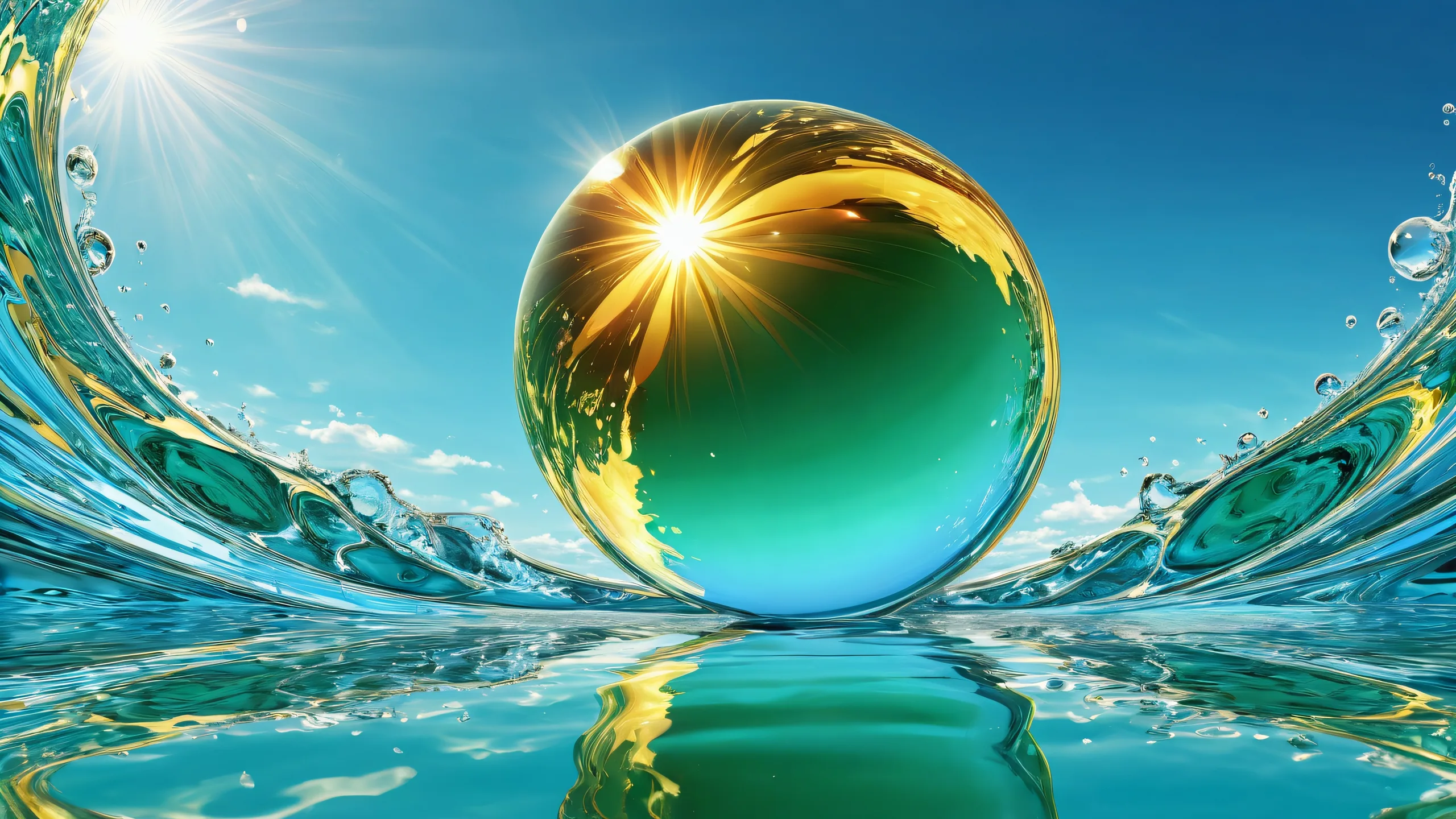 A stunning desktop wallpaper of the sun shining brightly in a vast, pure void on a Desktop/PC.