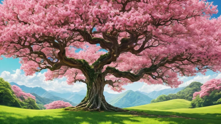 A serene desktop wallpaper featuring a majestic tree in a vast, pure void with ethereal lighting and radiant colors, ideal for a PC or Desktop.