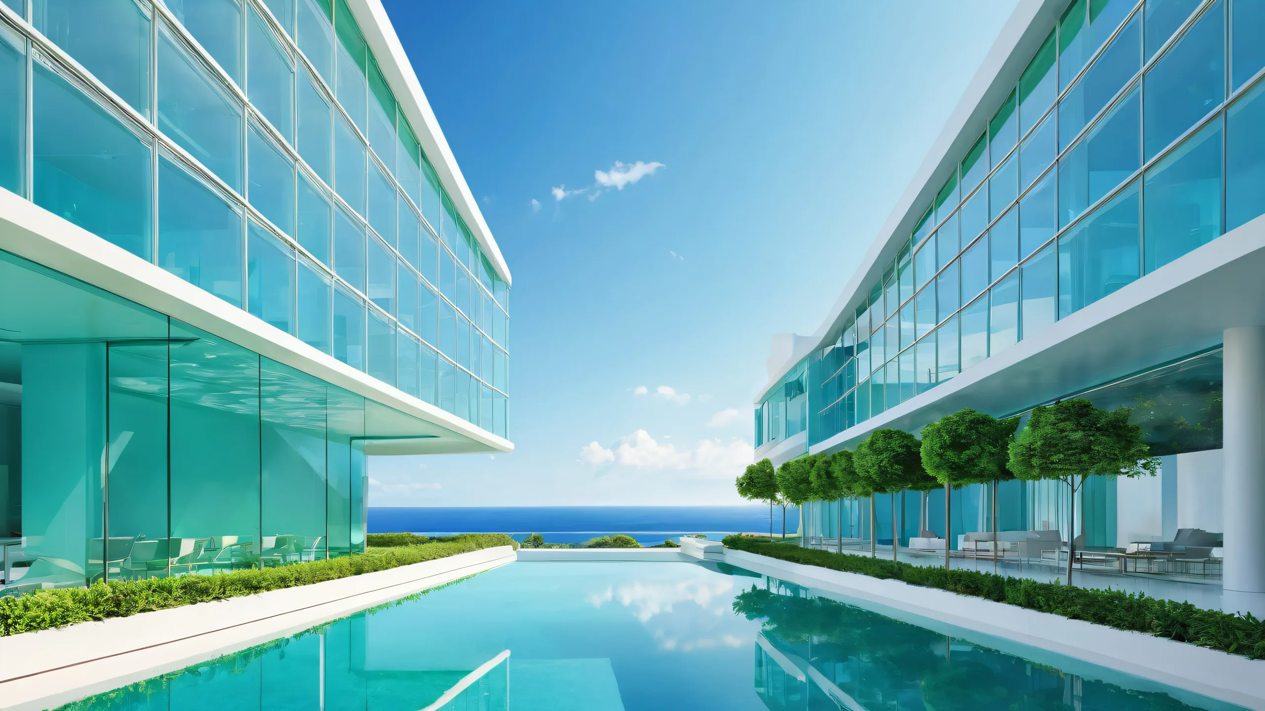 A stunning desktop background featuring a futuristic cityscape on a vast, pure void. Perfect for your Desktop/PC.