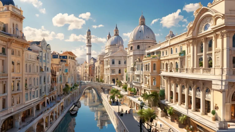 A breathtaking cityscape on a pristine desktop/pc background with award-winning digital art and ethereal lighting, perfect for macOS.