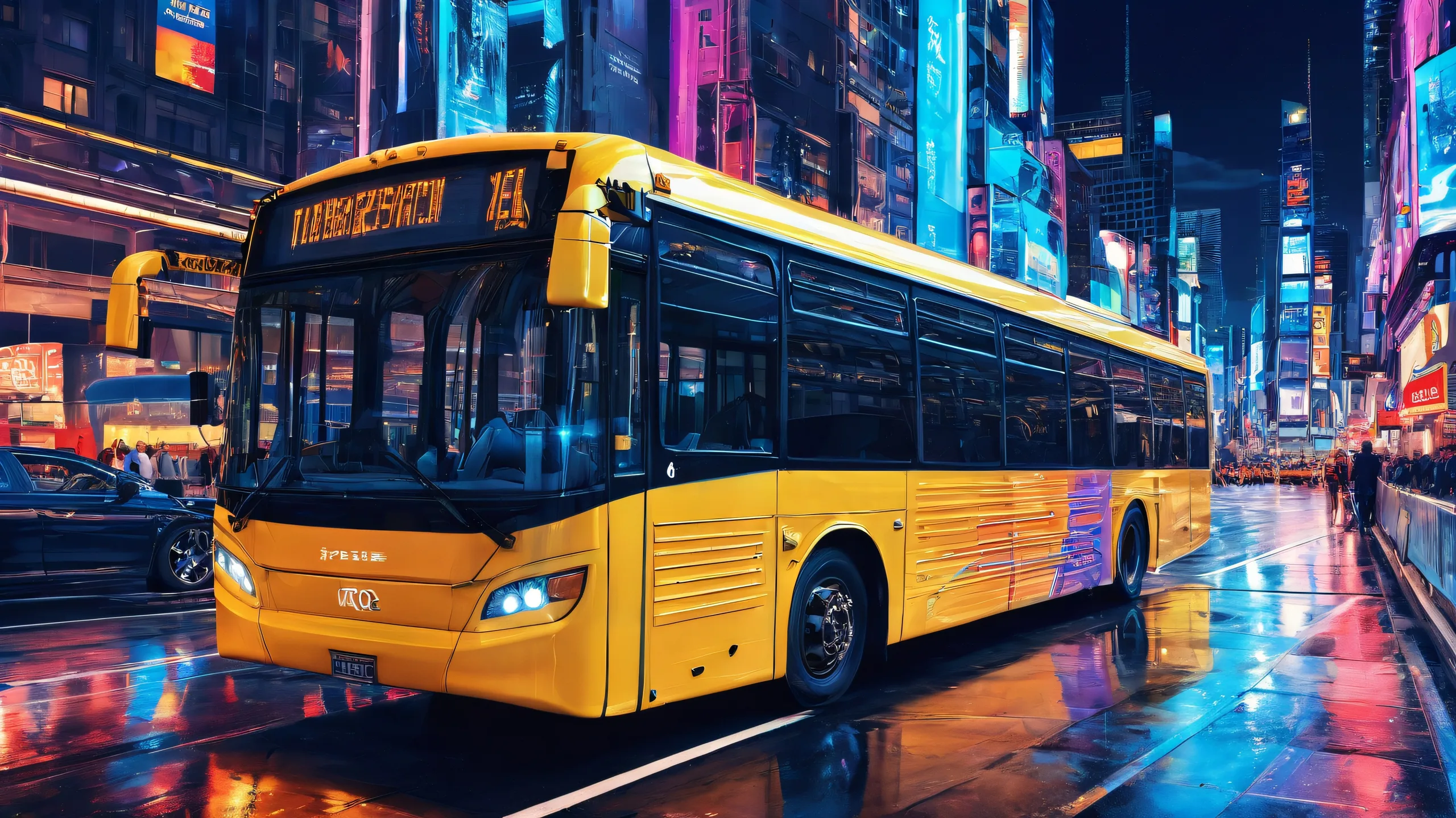4K Ethereal Urban Oasis Desktop Backgroundparpur vide votre ordinateur de bureau/PC A stunning desktop image of buses in a vast, pure void, perfect for your Desktop/PC.