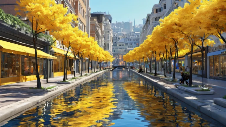 A serene cyberpunk desktop scene with a void background, blending technology and nature.