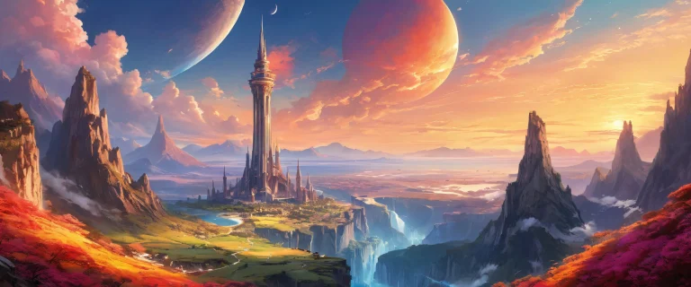 Breathtaking desktop wallpaper of a tower in a vast pure void, perfecto para un fondo de escritorio/PC.