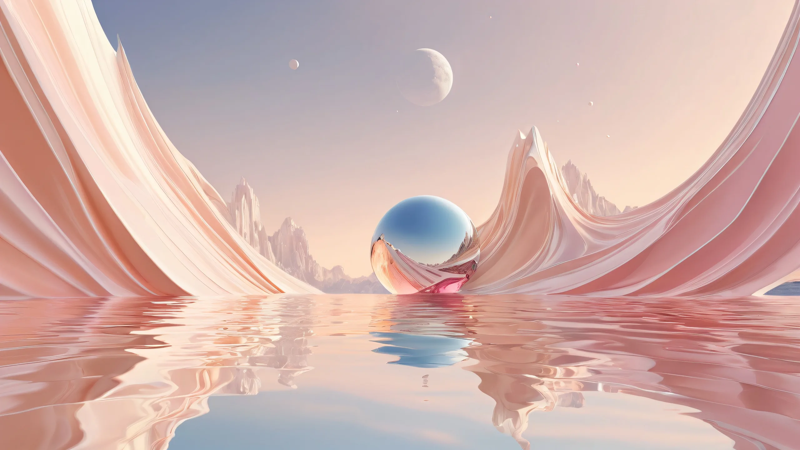 A breathtaking desktop wallpaper of Self-Reflection, featuring a perfectly clean vast pure void with extreme depth of field and ethereal lighting for Desktop/PC use.