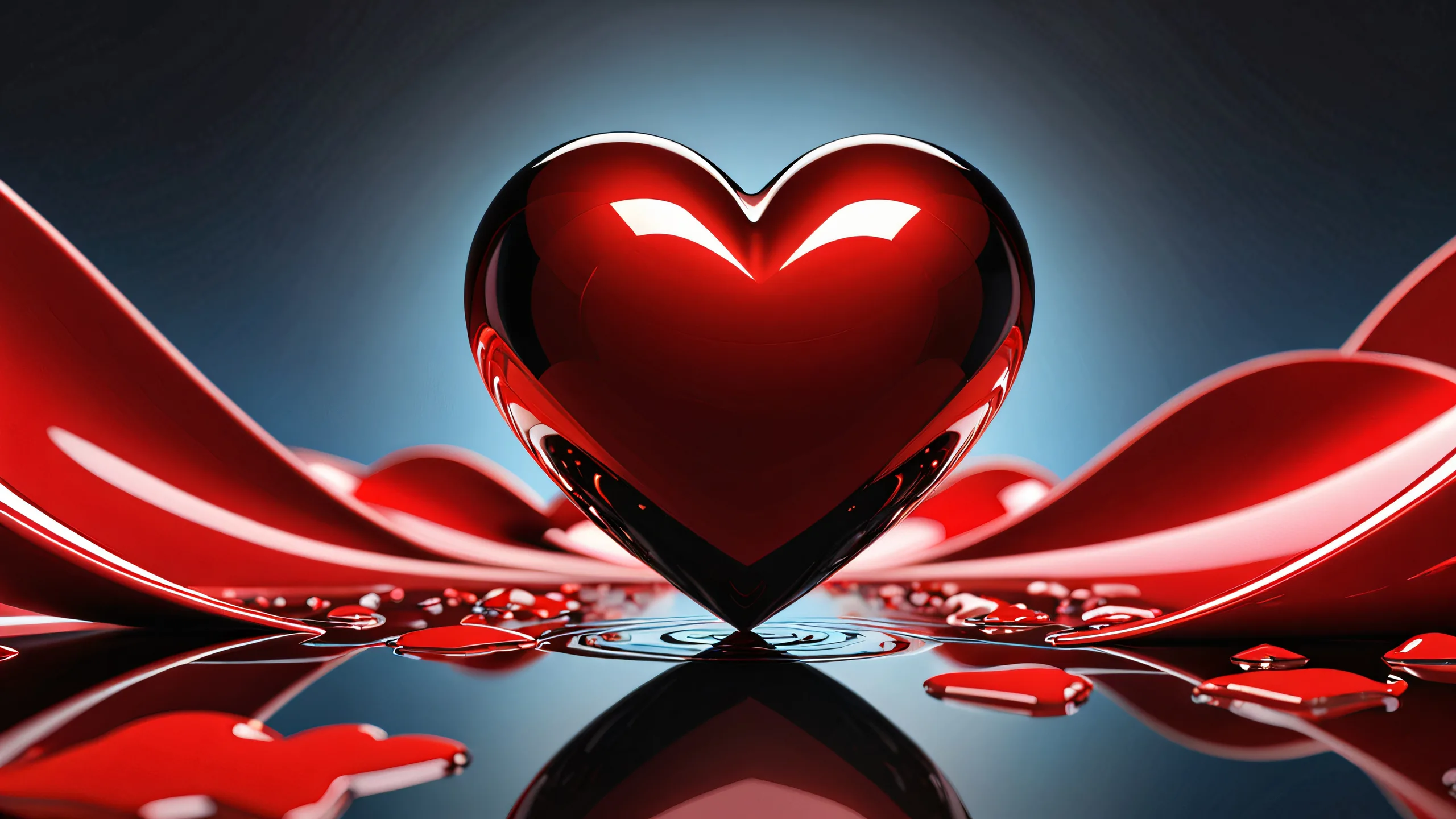 A breathtaking desktop scene of a heart in a vast pure void on Desktop/PC, for the eyes of screen readers.