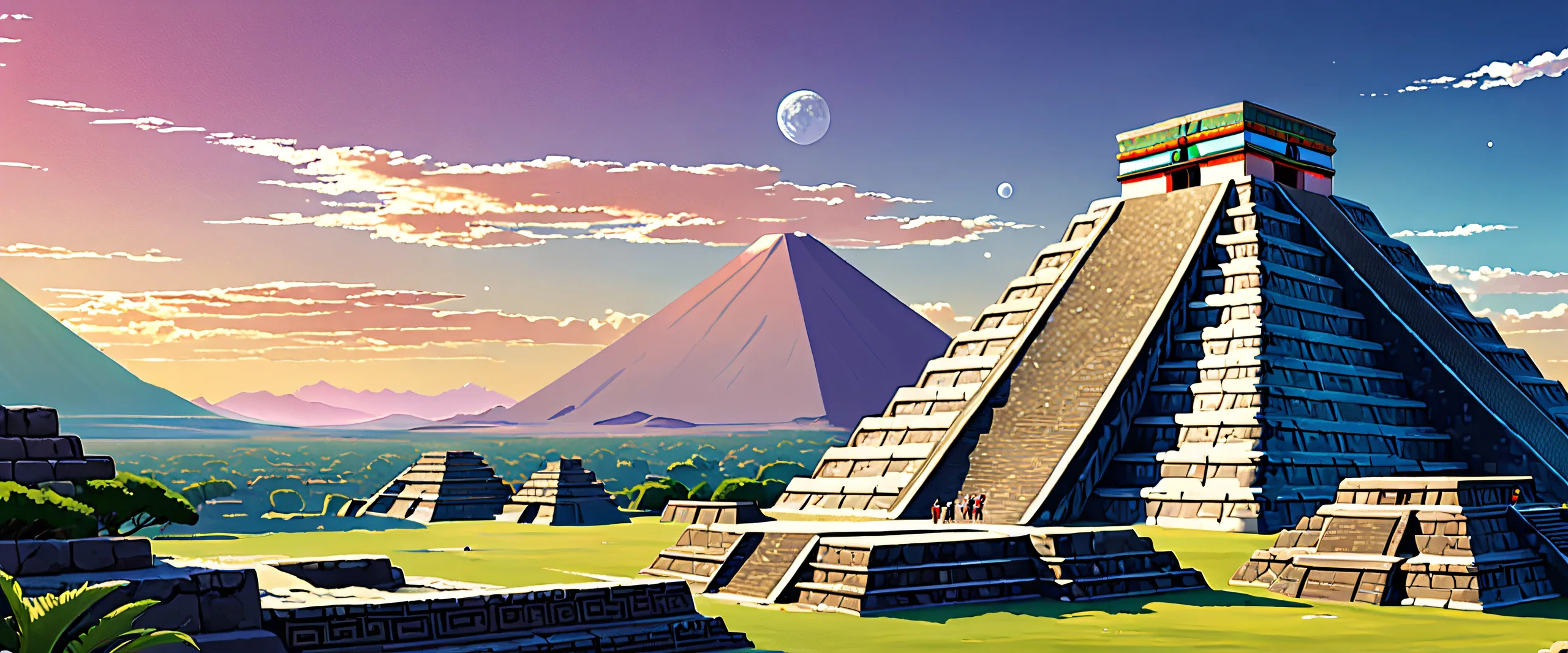 Abstract desktop wallpaper featuring Tecuhtli against a pristine pure void with extreme depth of field, suitable for Desktop/PC