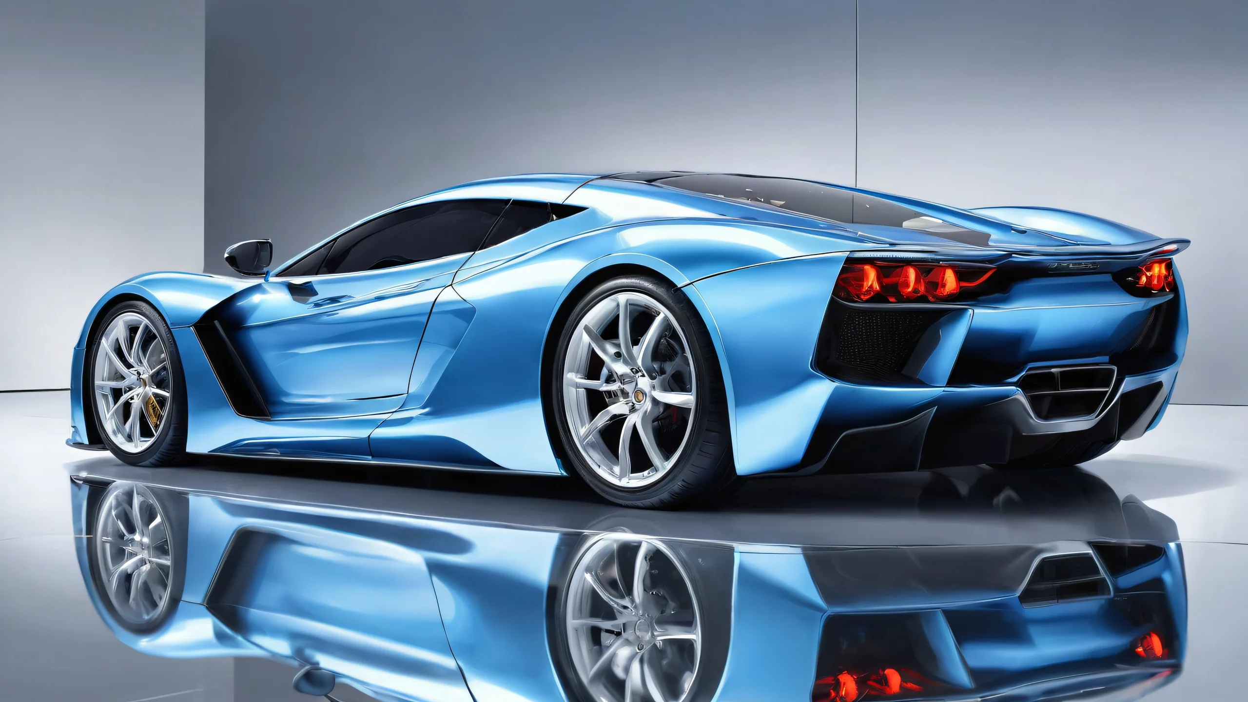 A stunning desktop wallpaper featuring a car in a vast pure void with ethereal lighting and brilliant colors, suitable for PC or Desktop use.