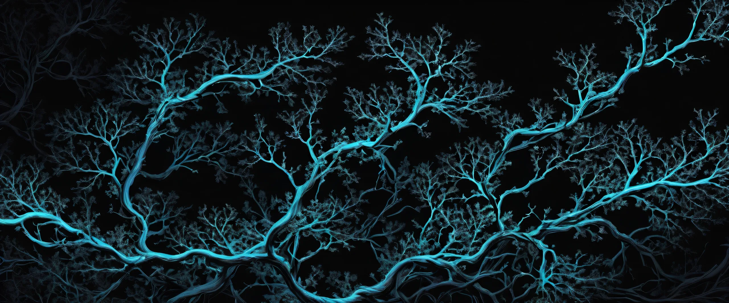 A stunning desktop wallpaper of dendrite vines set against a pure void backdrop, perfect for your Desktop/PC.