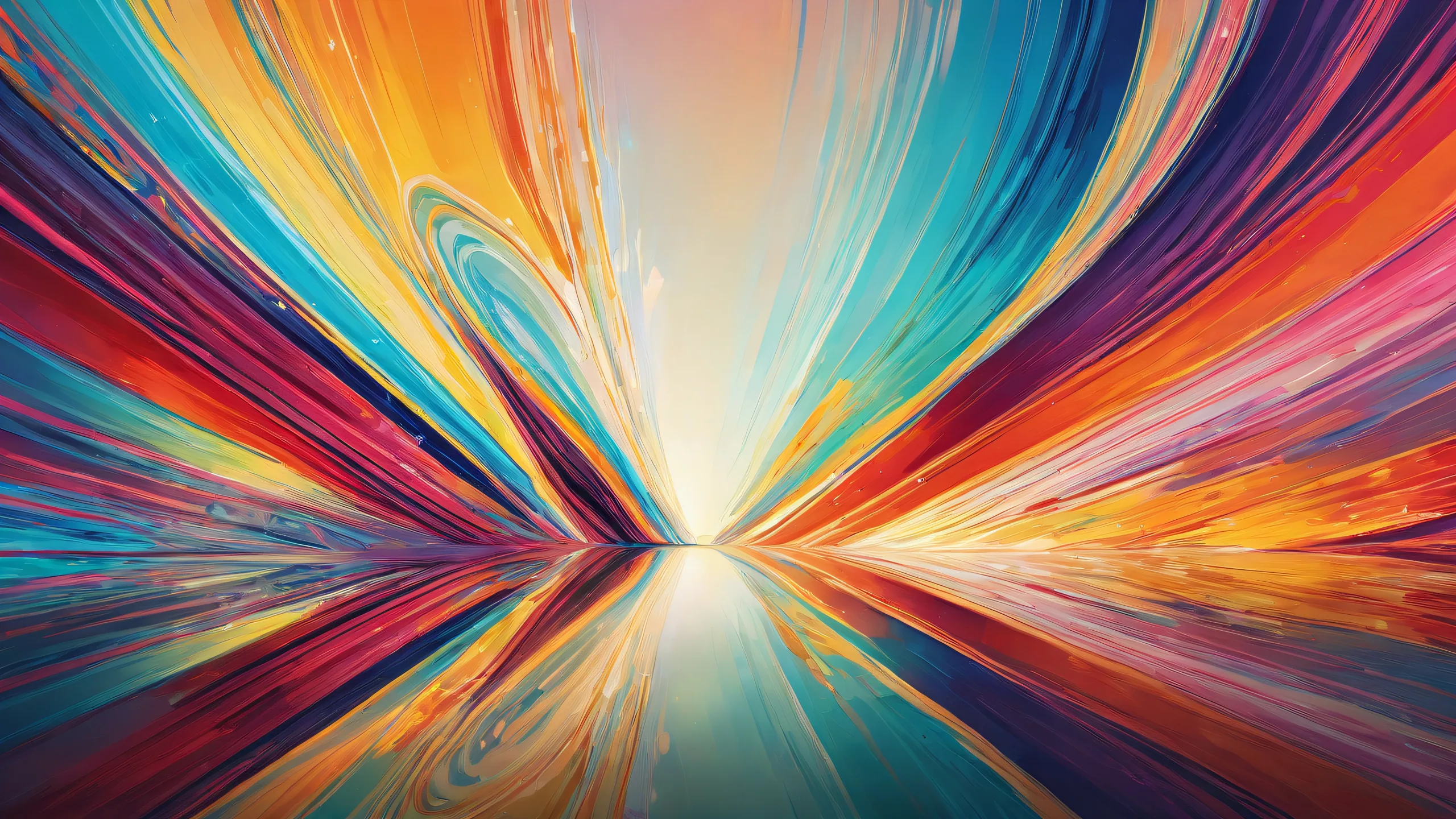 Centered focus on a pristine void with desktop/pc background, ethereal lighting and vibrant colors.