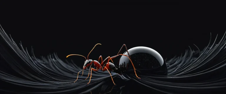 A stunning desktop wallpaper of an ant in a vast, pure void for Desktop/PC users.