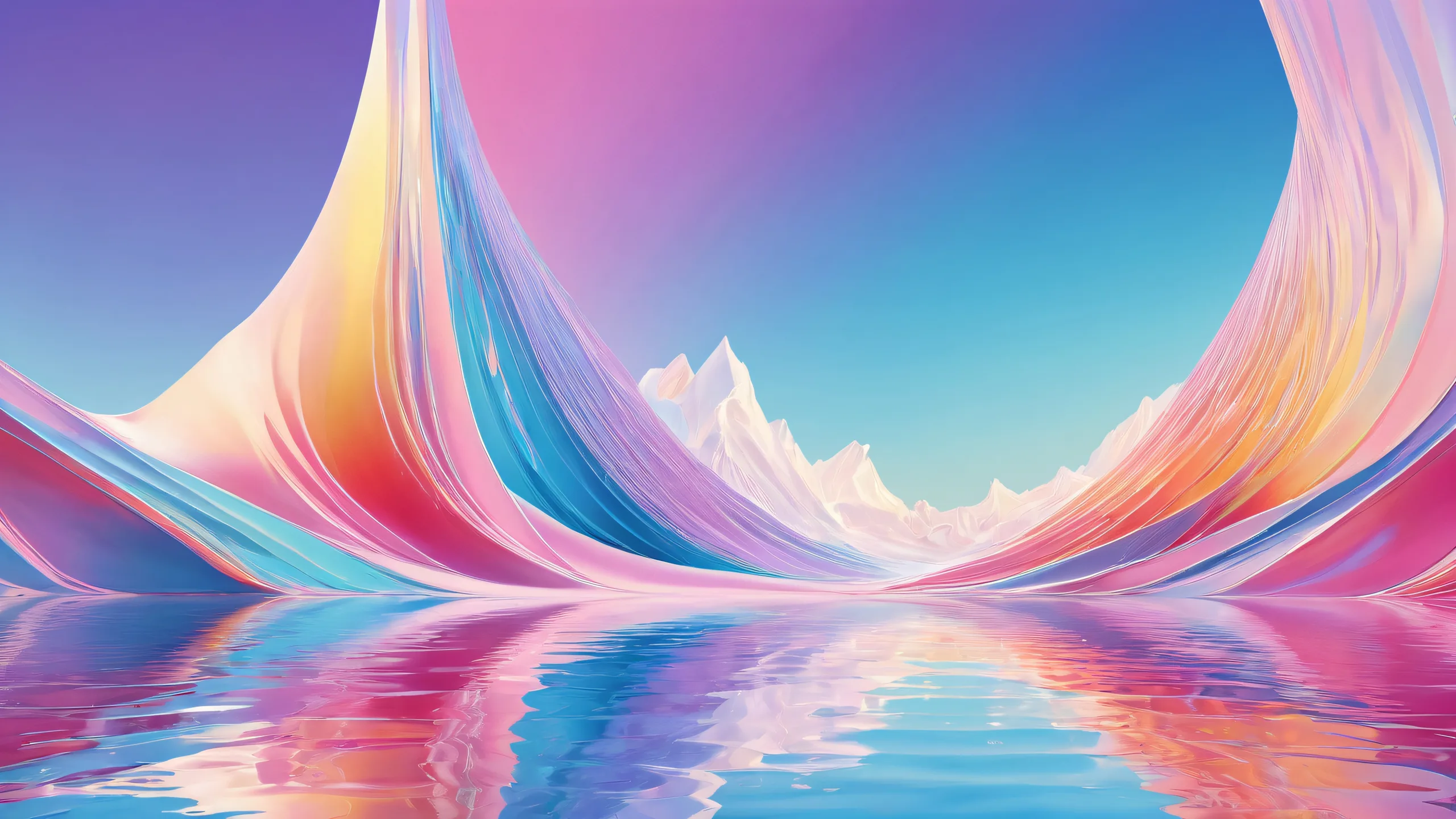 Desktop/PC background of a pristine, void-filled landscape with radiant lighting and brilliant colors, perfect for macOS wallpapers.