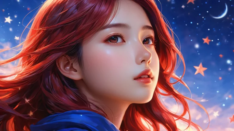 A stunning anime-inspired desktop scene featuring a girl in a vast, pure void with subtle stars and radiant colors.