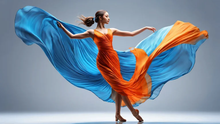 Desktop/PC wallpaper featuring a stunning dancer silhouette against a pure void background with dark grey and blue streaks, perfect for macOS.