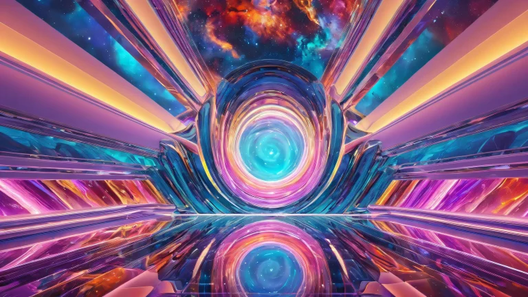 A stunning desktop wallpaper of a vast pure void on a clean and pristine desktop/PC, featuring ethereal lighting and brilliant colors.