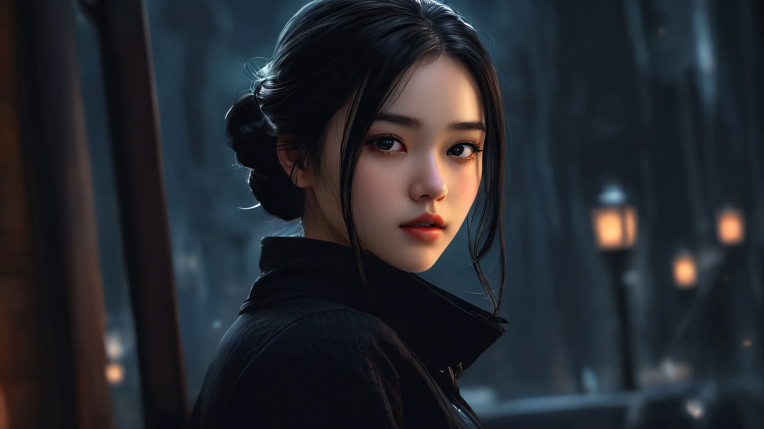 A stunning digital art desktop scene featuring a girl in a vast, pure void, perfect for PC or Desktop backgrounds.