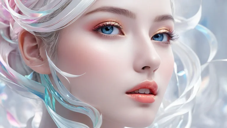 A breathtaking desktop wallpaper featuring a face in a perfectly clean vast pure void with extreme depth of field, ideal for Desktop/PC.