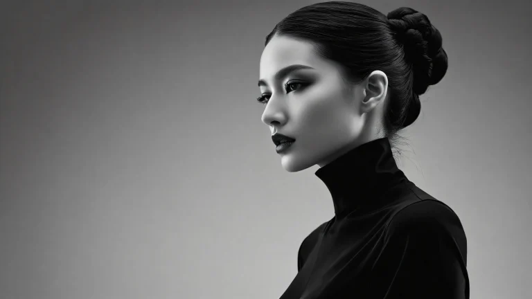 A majestic woman standing in a vast, pur vide, for use as a desktop wallpaper on a PC or Desktop.