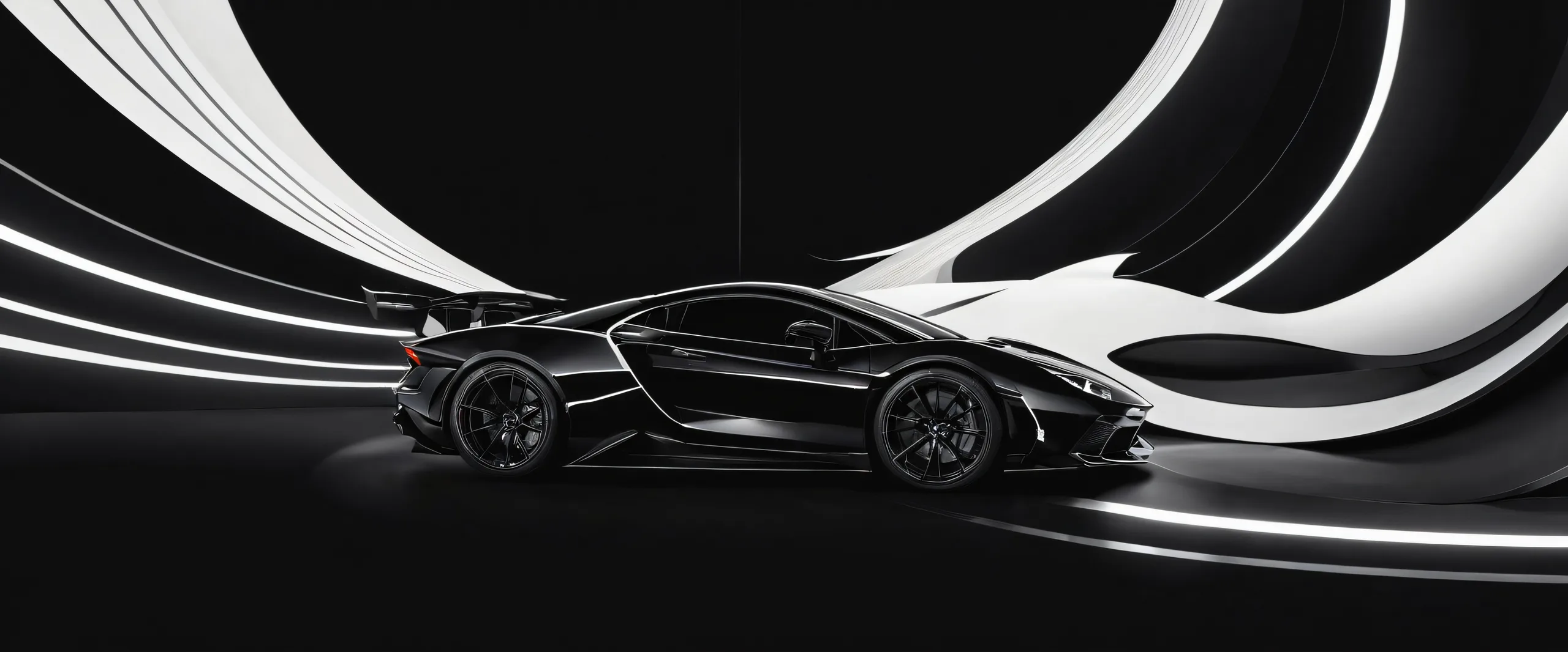 Breathtaking monochrome desktop wallpaper of a vast void with deep blacks and luminescent accents for Desktop/PC use.