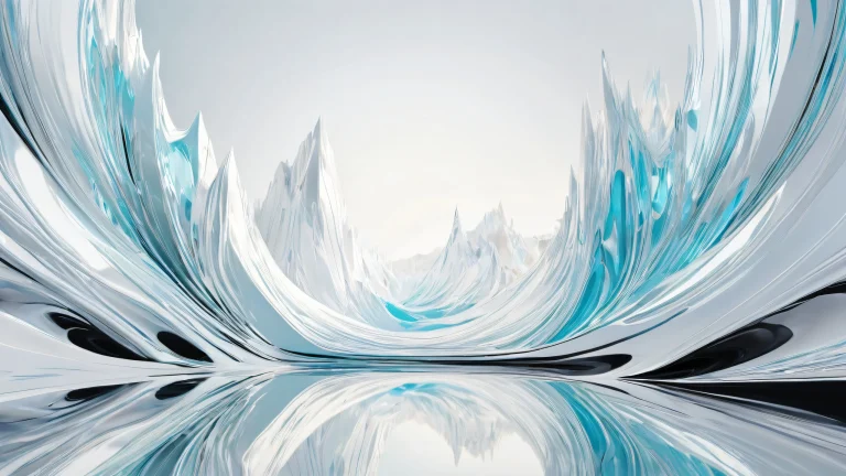 A stunning desktop image of a vast pure void with radiant colors and ray traced reflections on a Desktop/PC.