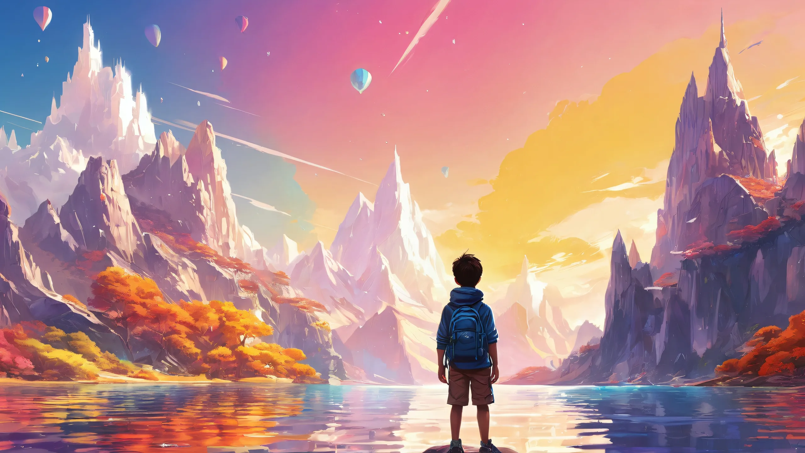 Beautiful desktop wallpaper of a boy in a vast, pure void with extreme depth of field and pristine clarity for Desktop/PC use.