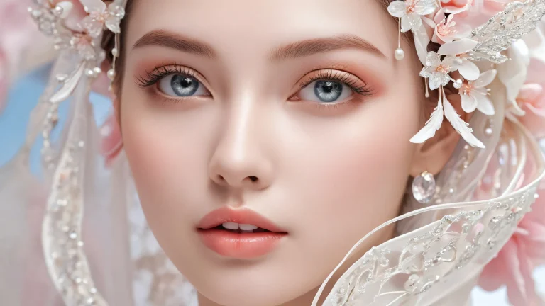 A stunning desktop wallpaper of a beautiful face set against a vast, pure void with extreme depth of field and breathtaking detail, perfect for Desktop/PC use.