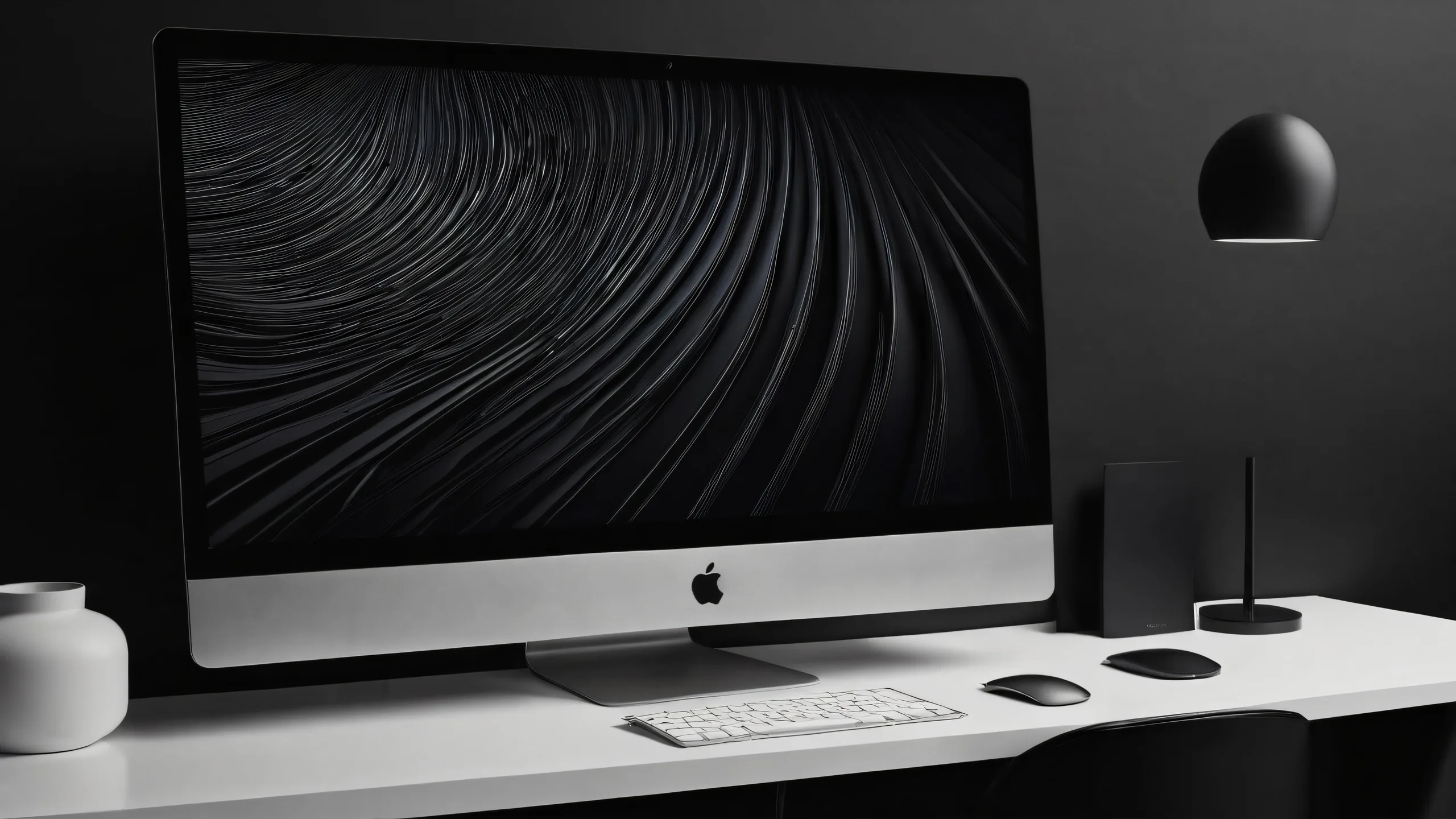 A stunning desktop background featuring a centered vast pure void on a dark mode aesthetic with crisp contrast and luminescent accents, perfect for your Desktop/PC.