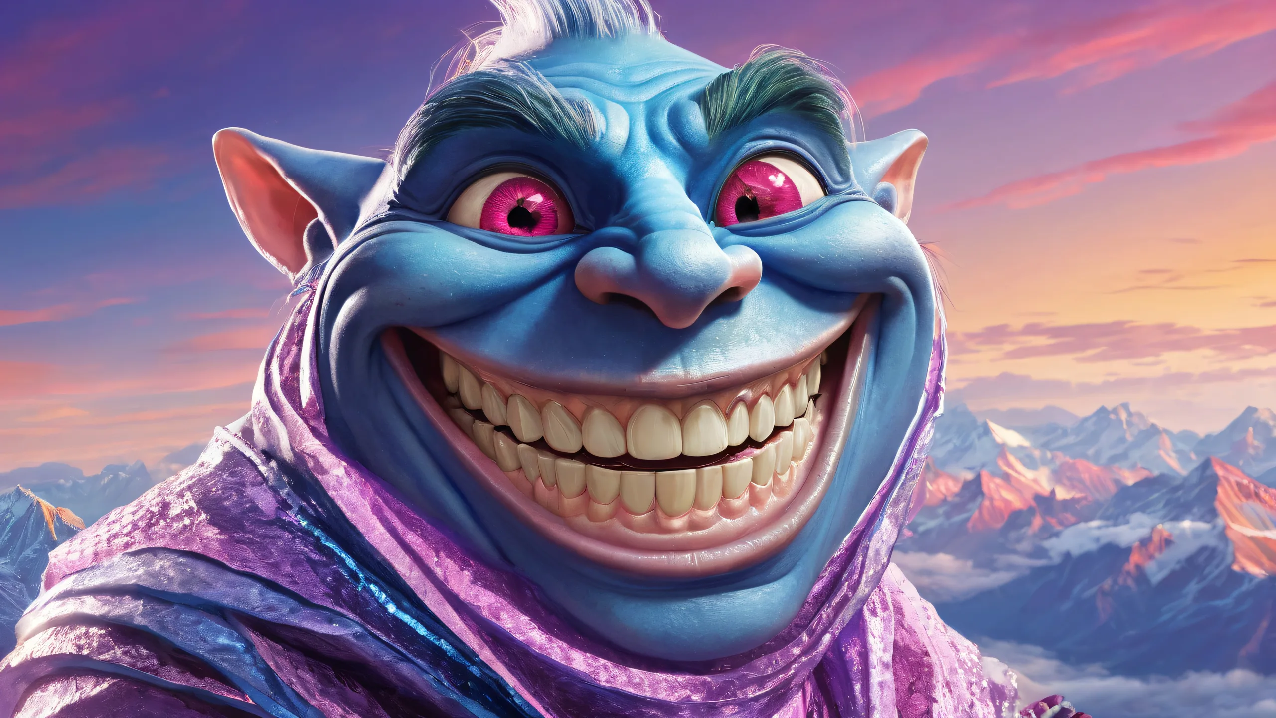 A stunning desktop wallpaper of a trollface set against a vast, pure void on a Desktop/PC, with extreme depth of field and ethereal lighting.