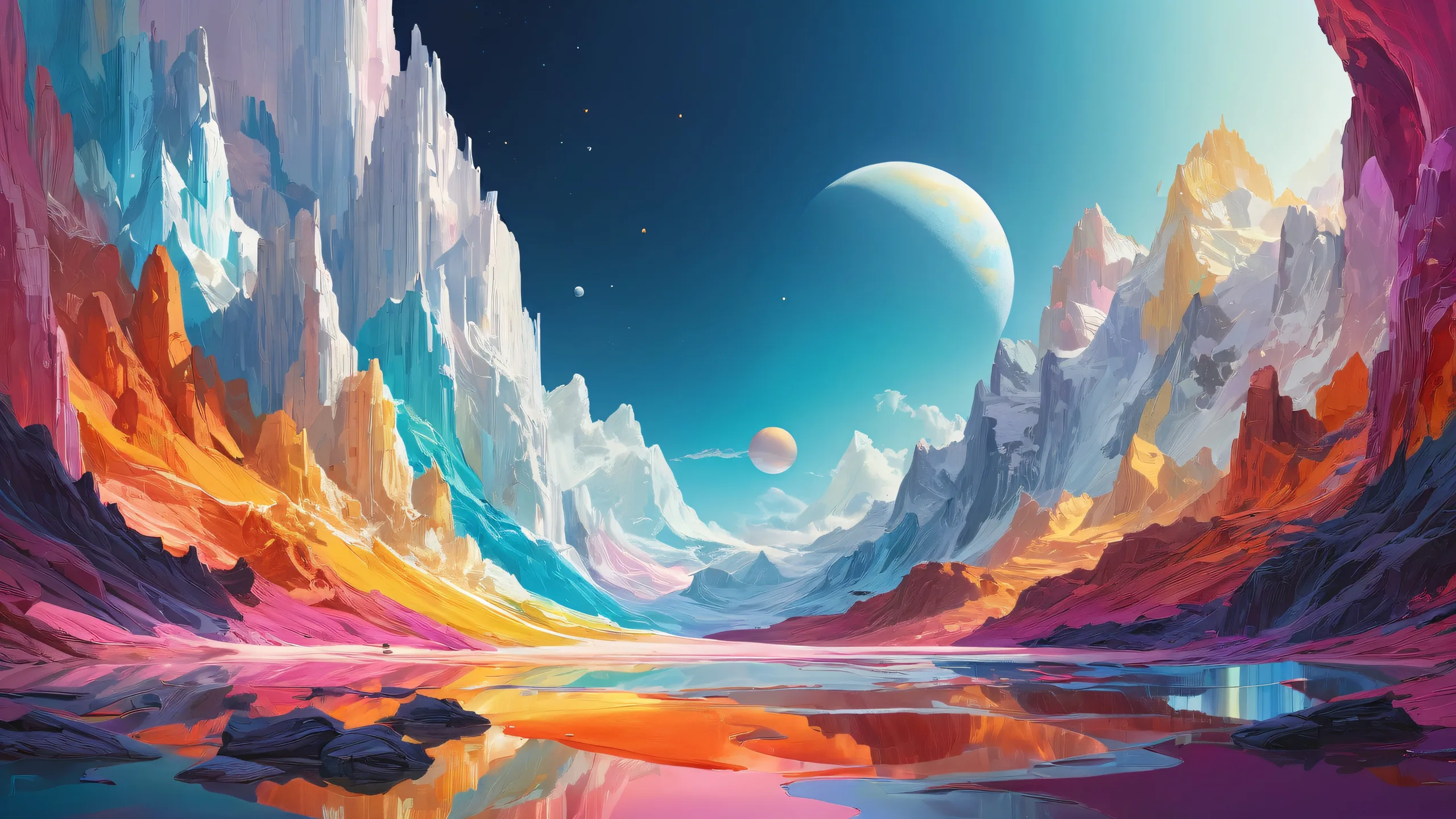 Ethereal Void Masterpiece 4K UHD Wallpaper Award-winning digital art of a centered void on a desktop/PC wallpaper with subtle ink wash undertones and radiant colors.