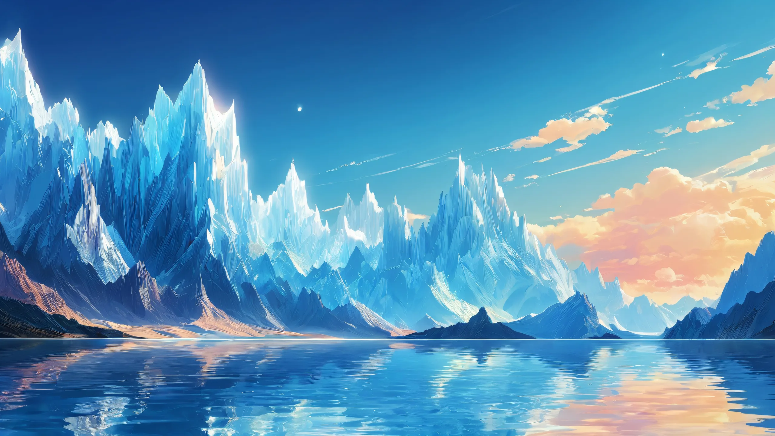 A breathtaking desktop wallpaper of a centered void on a Desktop/PC with radiant colors and reflections.