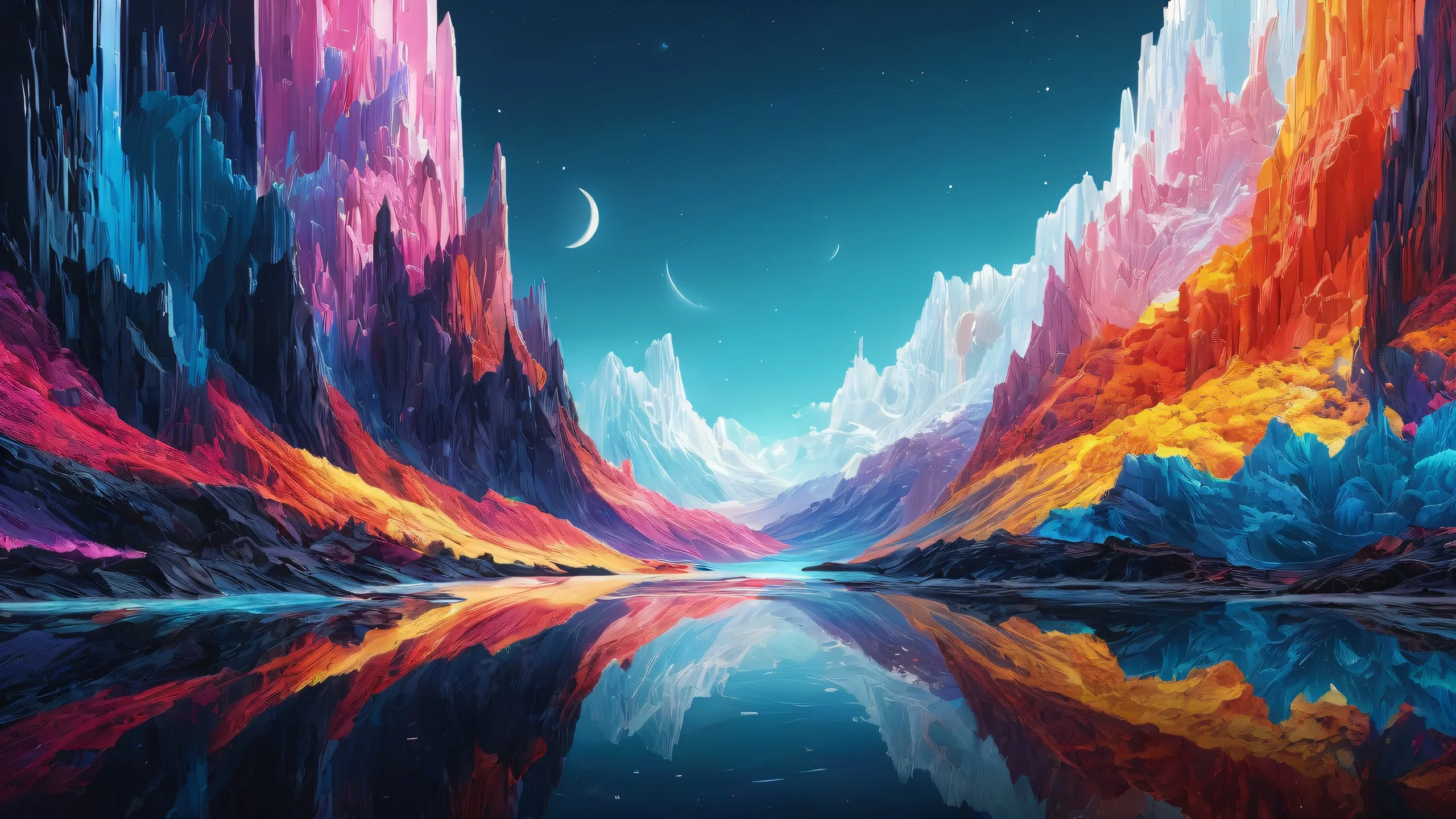 Beautiful, dark and airy desktop wallpaper of a vast pure void with radiant, brilliant colors and stunning visual impact for Desktop/PC use.