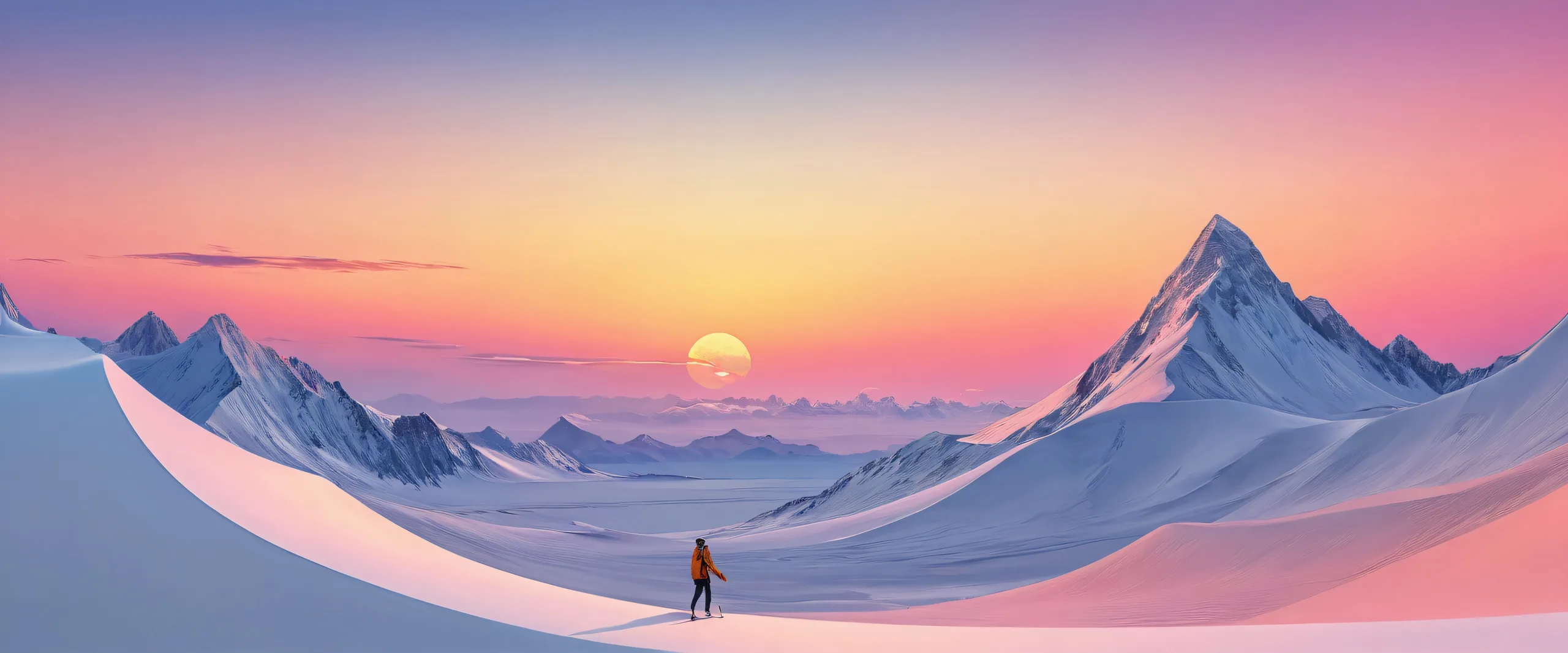 A stunning solo figure desktop wallpaper featuring a vast pure void with extreme depth of field and ethereal lighting, perfect for Desktop/PC backgrounds.