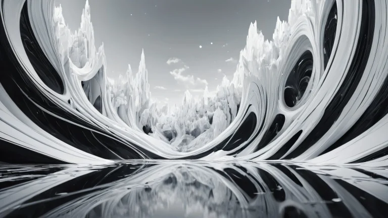 Breathtaking desktop wallpaper of a pristine void with radiant colors and ray-traced reflections for your PC or Desktop.