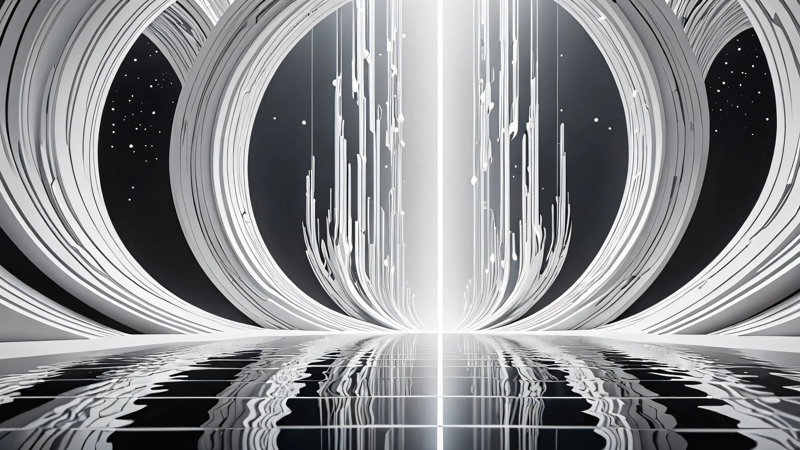 Centered void on a desktop/PC with brilliant colors and reflections