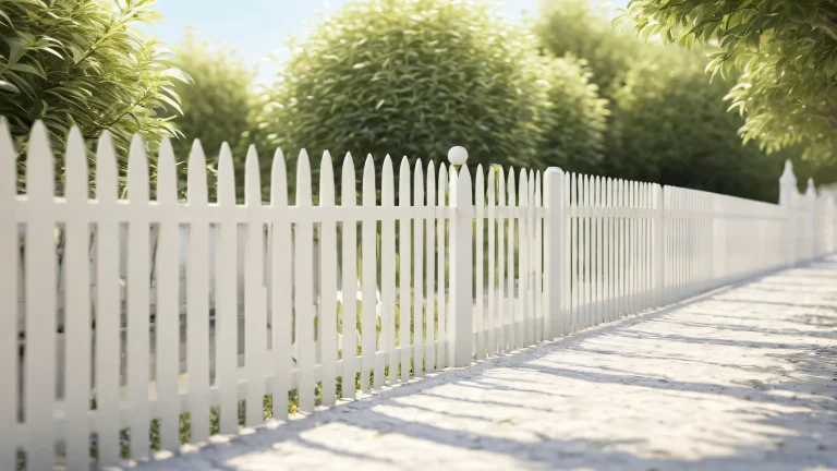 Minimalist fence against a vast pure void on a desktop/pc, with radiant lighting and brilliant colors.