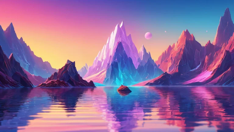 Breathtaking desktop wallpaper of a perfectly clean void with radiant colors and ray-traced reflections for a stunning PC or Desktop background.