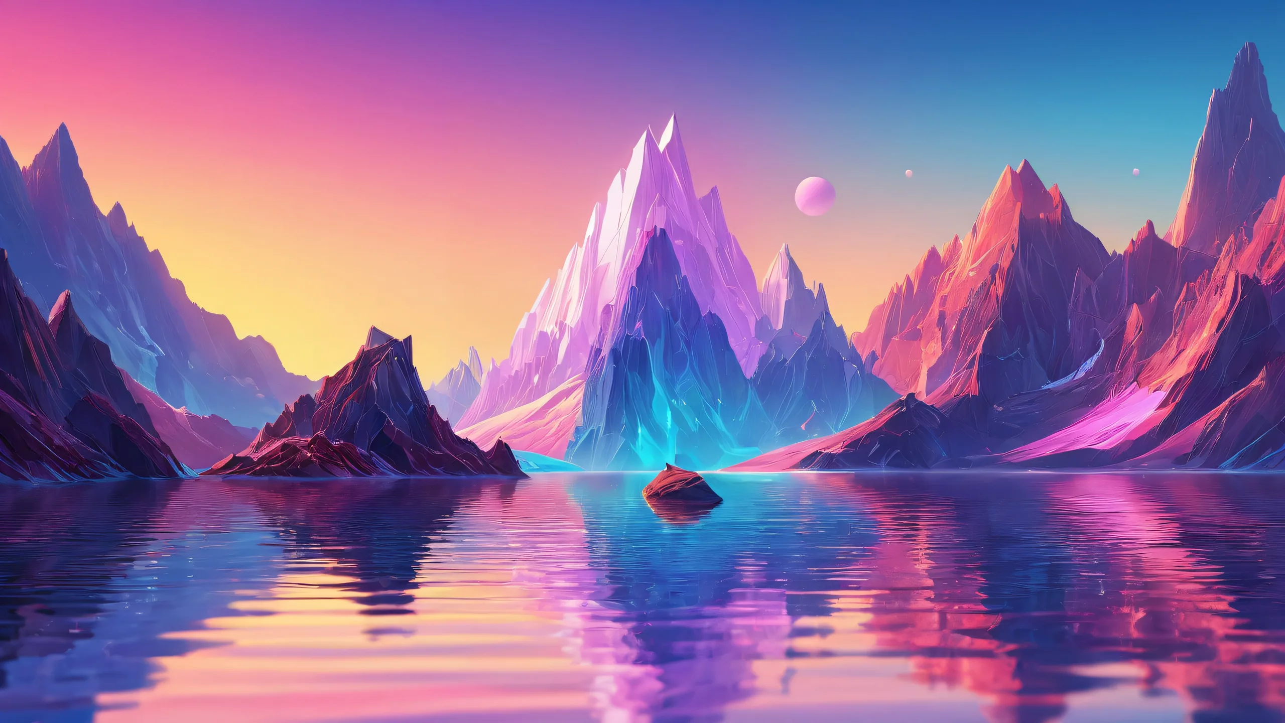 Stunning Ethereal Void Oasis Wallpaper Breathtaking desktop wallpaper of a perfectly clean void with radiant colors and ray-traced reflections for a stunning PC or Desktop background.