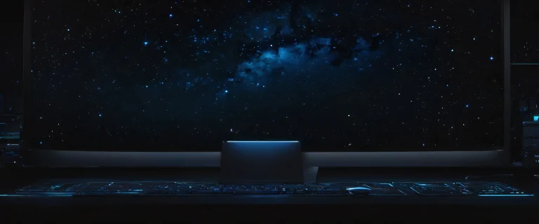 Centered vast pure void desktop wallpaper with dark mode aesthetic and luminescent accents for a beautiful Desktop/PC experience.