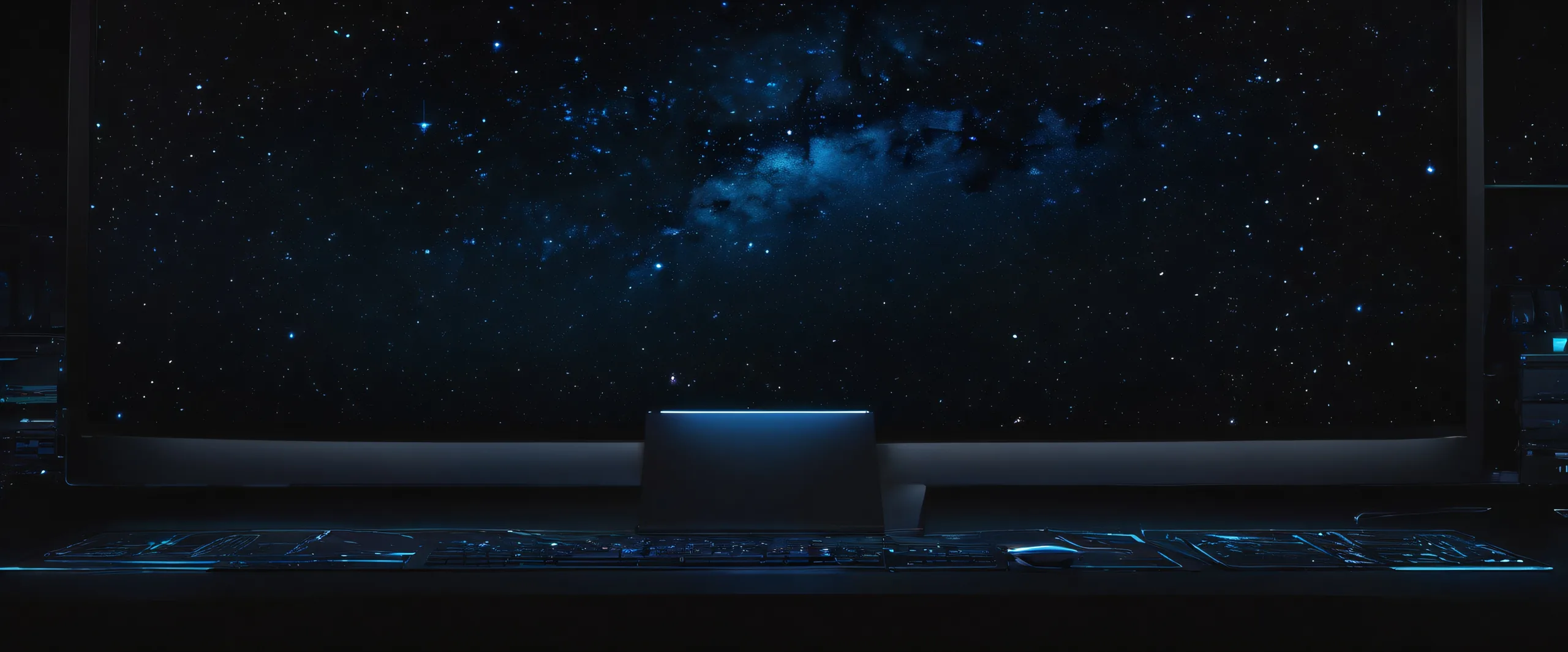 Centered vast pure void desktop wallpaper with dark mode aesthetic and luminescent accents for a beautiful Desktop/PC experience.