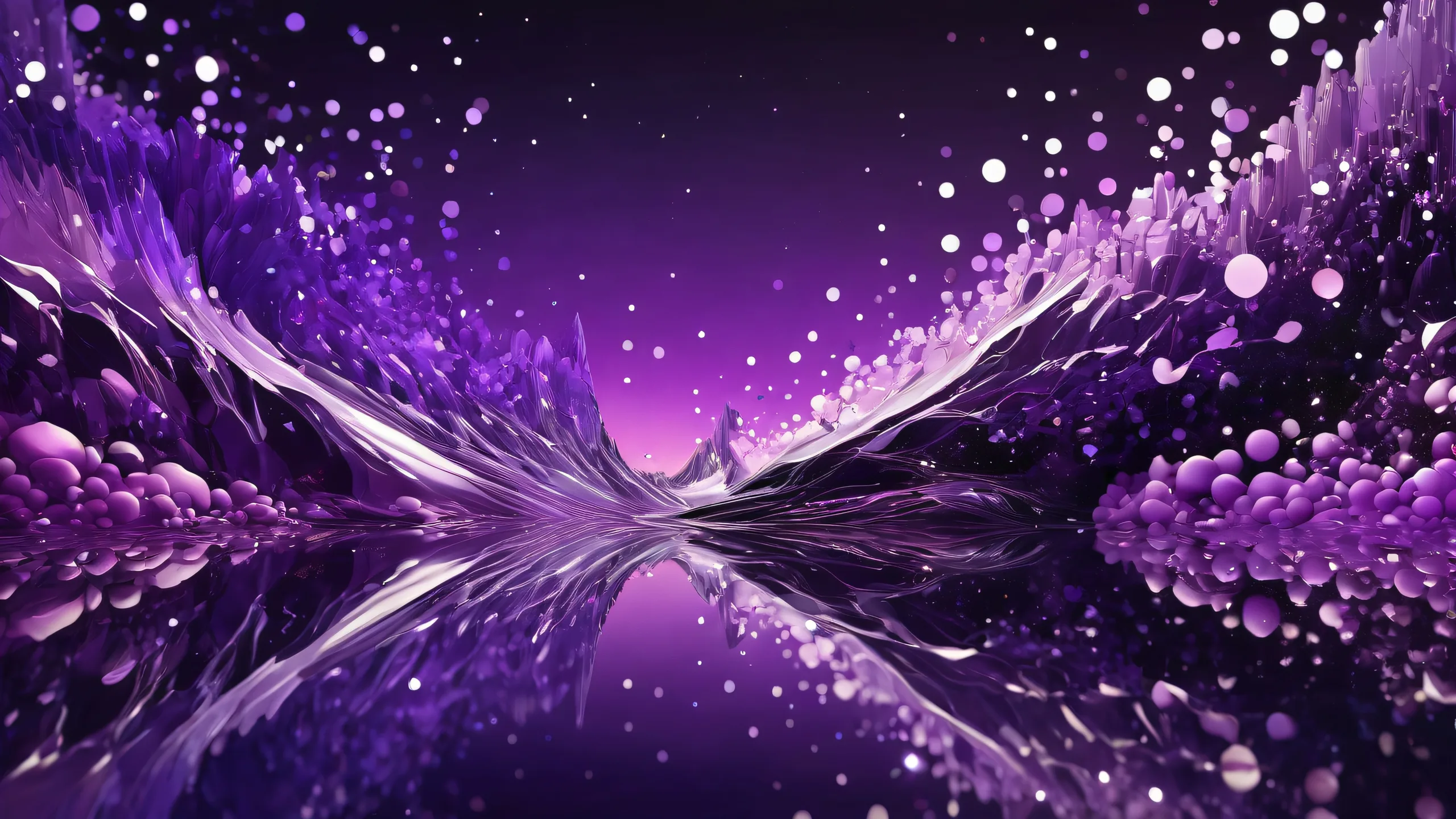 A stunning desktop background featuring a deep purple and black void with glittering bokeh effect and ethereal lighting, perfect for your PC or Desktop.