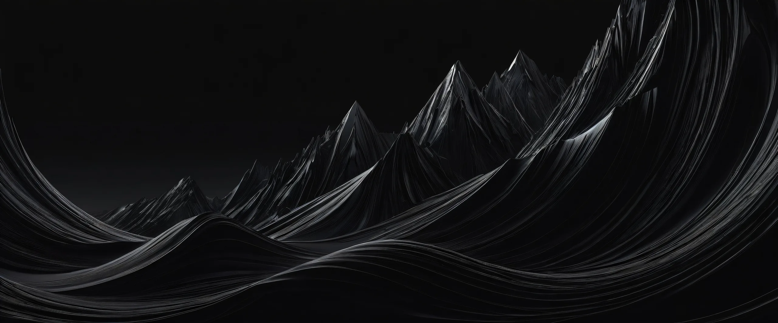 Breathtaking desktop wallpaper of a pristine pure void with elegant luminescent accents on a dark mode aesthetic for your Desktop/PC.