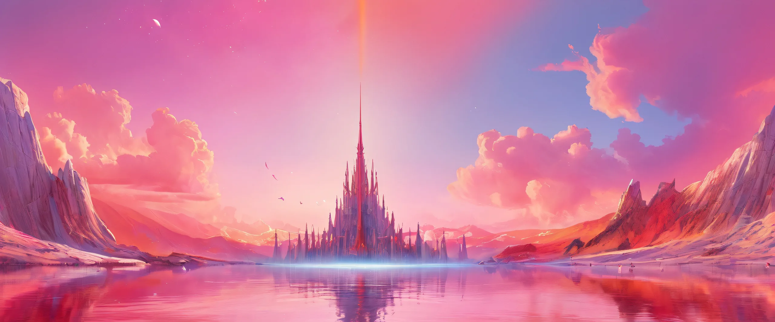 A breathtaking desktop wallpaper of an angel in a perfectly clean vast pure void with subtle gradient effects for Desktop/PC use.