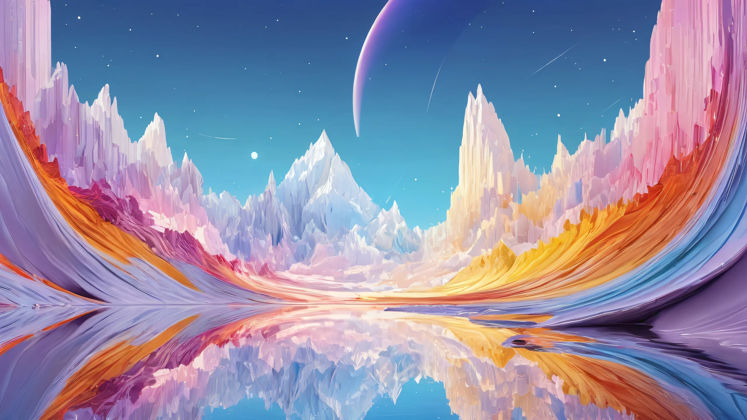 Pure void desktop background with radiant colors and reflections for PC or Desktop