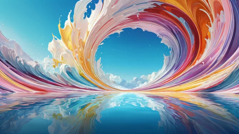 A breathtaking desktop wallpaper of a centered, reine Leere auf einem Desktop/PC, with extreme depth of field and radiant colors.
