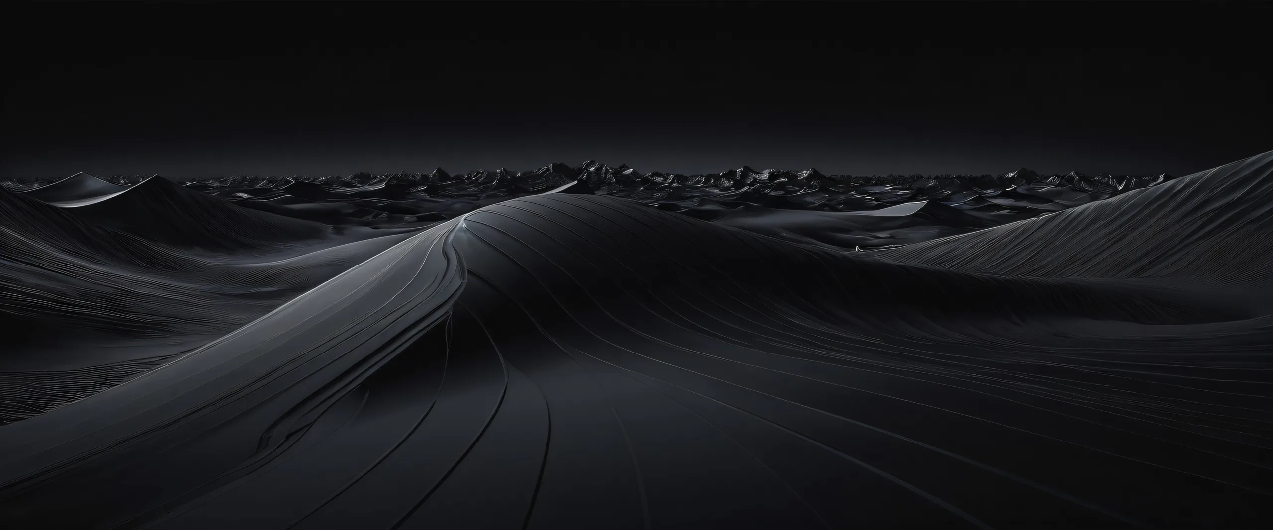 Stunning dark mode desktop wallpaper featuring a centered void with deep depth of field and subtle texture on a Desktop/PC