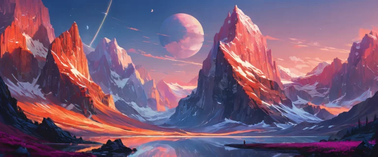 A beautifully crafted desktop background featuring a stunning void landscape with radiant colors and ray-traced reflections for your PC or Desktop.