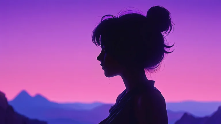 Character silhouette against a vast pure void with deep depth of field and ethereal lighting on a Desktop/PC.