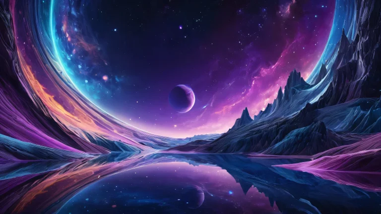 A beautifully crafted desktop wallpaper of a vast, deep void with radiant glow and ray-traced reflections, perfect for a desktop or PC.